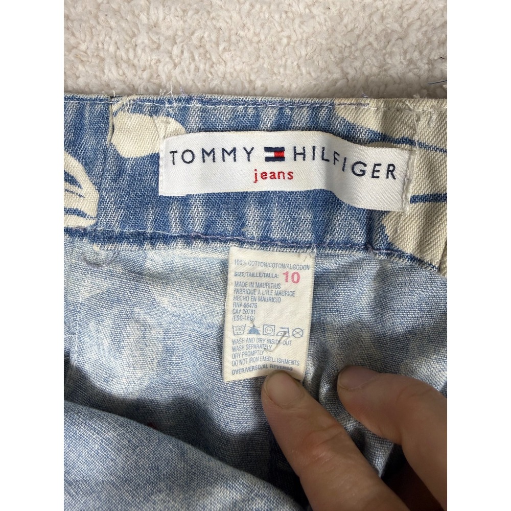 Tommy Hilfiger Floral Denim Set Women 10 Blue Vintage 90s Y2K Hibiscus Pant - Picture 5 of 16